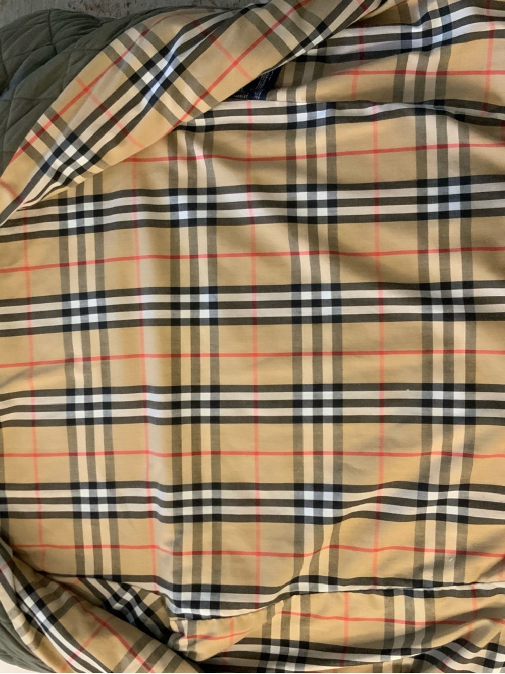Vintage Burberry Quilted Sage Puffer Nova Check Jacket with Dark Green Collar - Picture 5 of 7